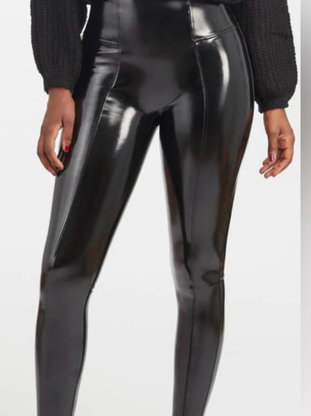 SPANX Shiny Black High-Waist Faux-Leather Leggings